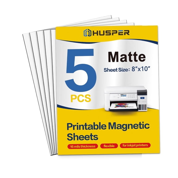 HUSPER Matte  Printable Magnetic Sheets for Inkjet Printable, 8x10 Inch, 5 Sheets