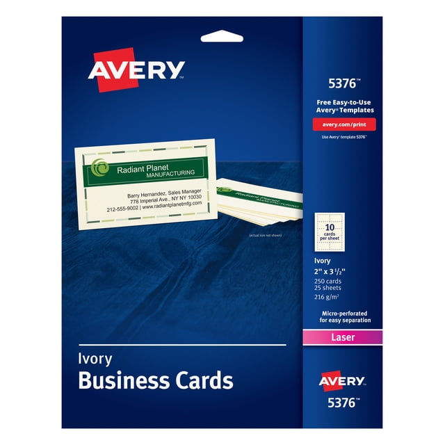 Printable Microperforated Business Cards W/sure Feed Technology, Laser ...