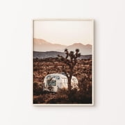 Printable Photography Airstream Joshua Tree Desert Sunset California Landscape Large Cactus, Unframed Poster