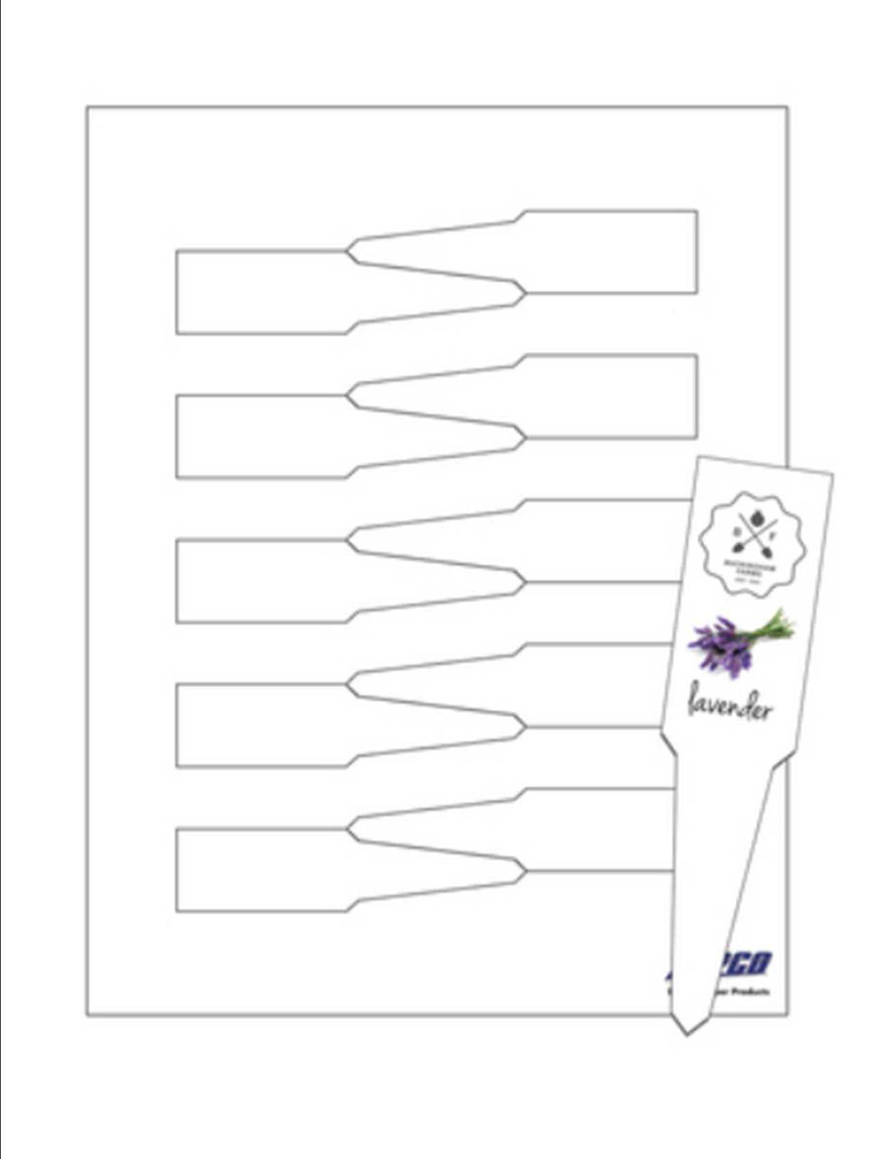 Printable Plant Tag (No-Tear Wtrprf), 10-UP on 8.5"x11" Wh 5-Mil Paper - 25 Shts