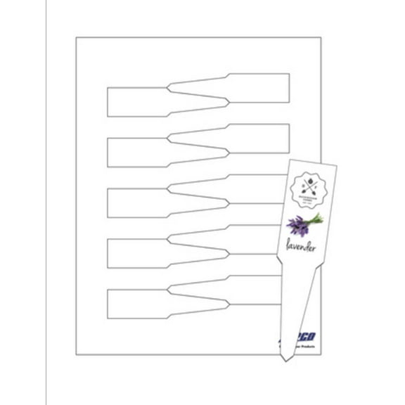 Printable Plant Tag (No-Tear Wtrprf), 10-UP on 8.5"x11" Wh 5-Mil Paper - 25 Shts