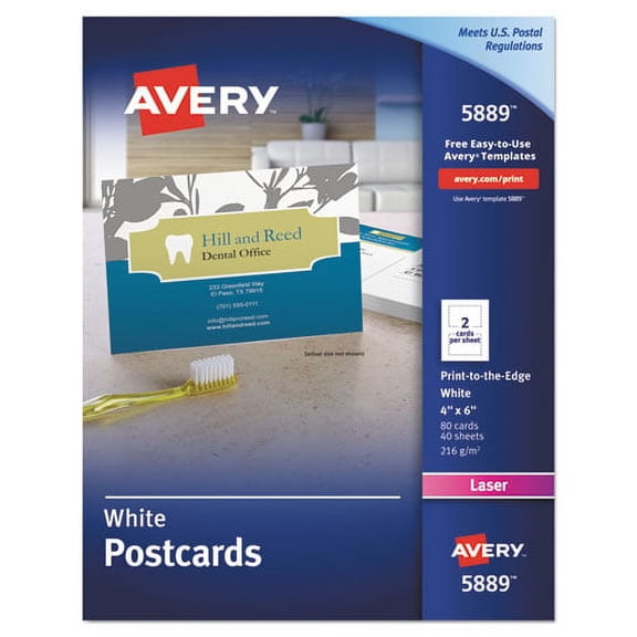 Printable Postcards, Laser, 80 Lb, 4 X 6, Uncoated White, 80 Cards, 2 Cards/sheet, 40 Sheets/box | Bundle of 2 Boxes