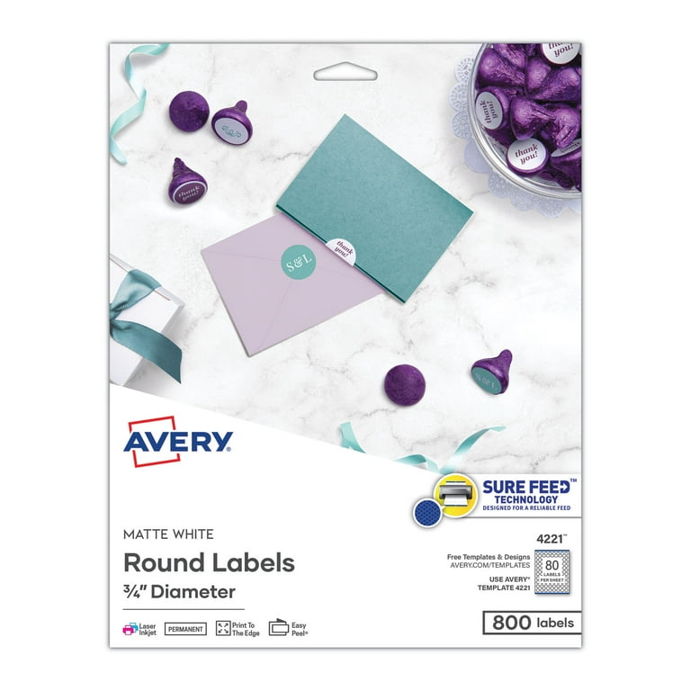Printable Self-Adhesive Permanent ID Labels w/Sure Feed, 0.75 Printable Self-Adhesive Permanent ID Labels w/Sure Feed, 0.75