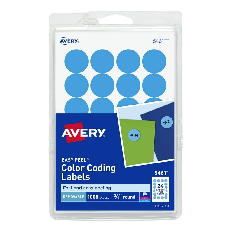 Printable Self-Adhesive Removable Color-Coding Labels, 0.75 Printable Self-Adhesive Removable Color-Coding Labels, 0.75