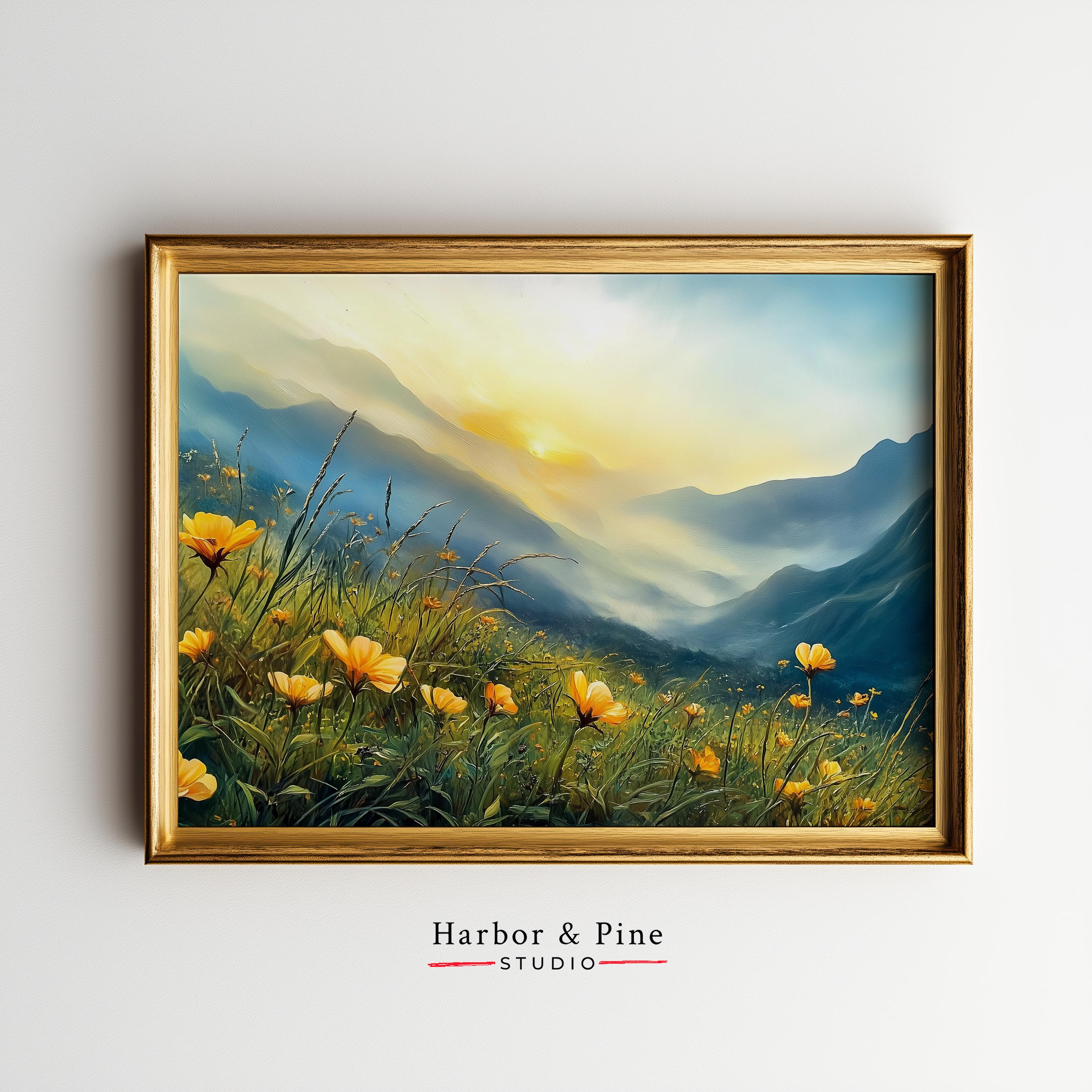 Visual Reference: Printable Serene Sunrise Meadow