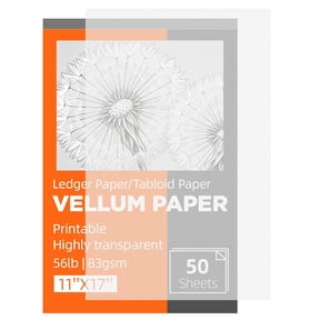 Printable Translucent Vellum Paper 11x17 Ledger Size, 50 Sheets 56lb/83gsm Tracing Paper for Wedding Invitations, Drawing and Crafting