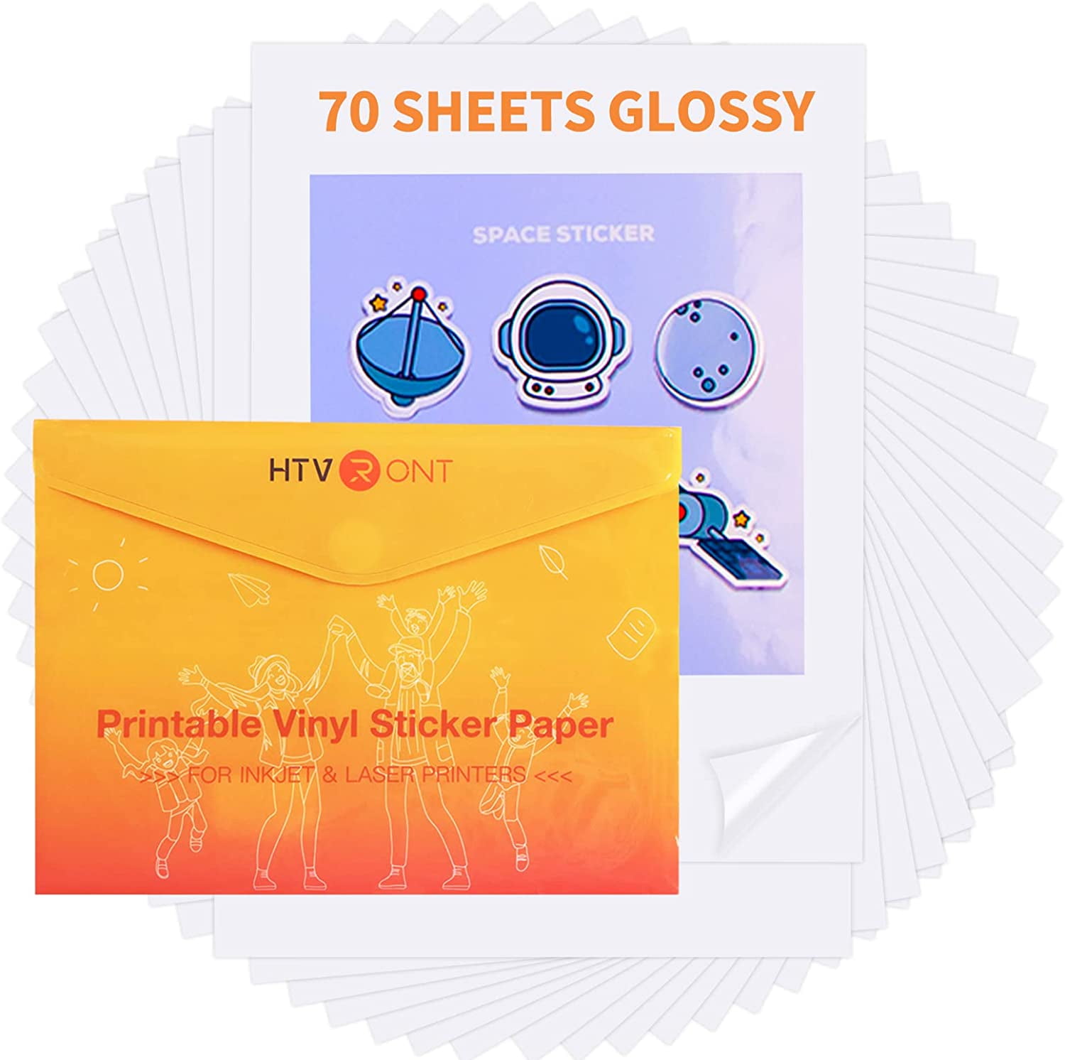 Printable Vinyl Sticker Paper 70 Sheets Glossy Sticker Paper for