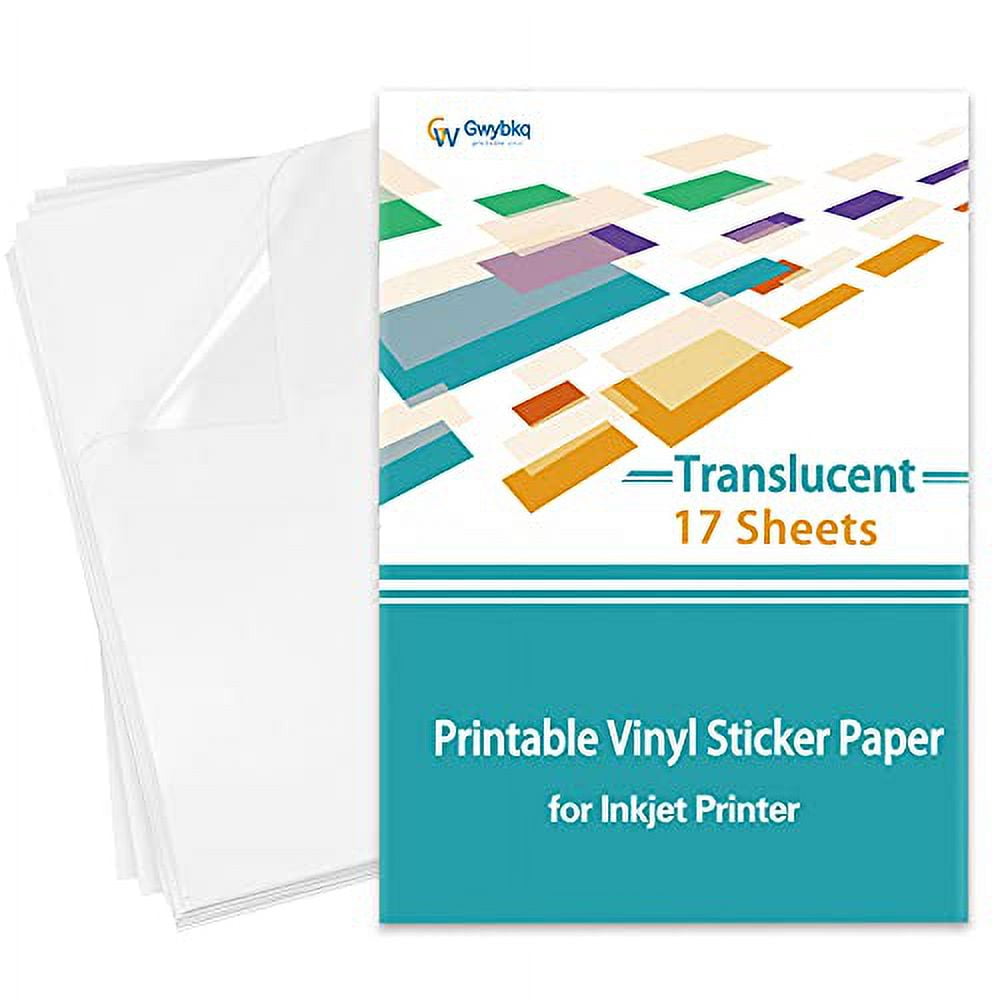 Printable Vinyl Sticker Paper for Inkjet Printer,17 Sheets Premium