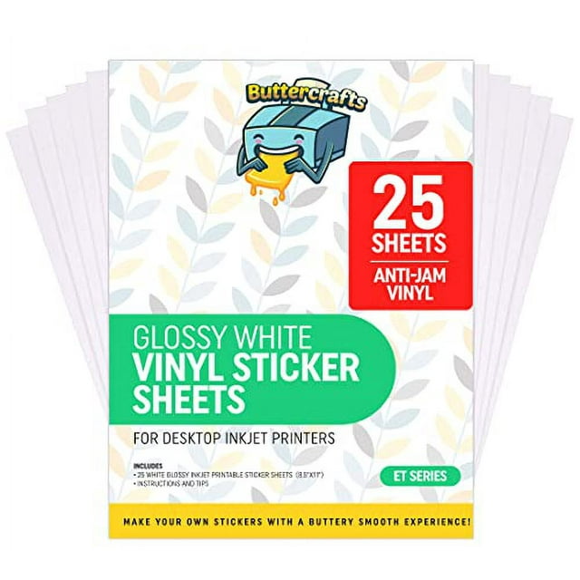 Printable Vinyl Sticker Paper for Inkjet Printer for Epson (25 Sheets