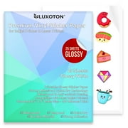 LUXOTON Printable Vinyl Sticker Paper for Inkjet Printer & Laser Printer, Glossy White 25 Sheets, Letter 8.5" x 11"