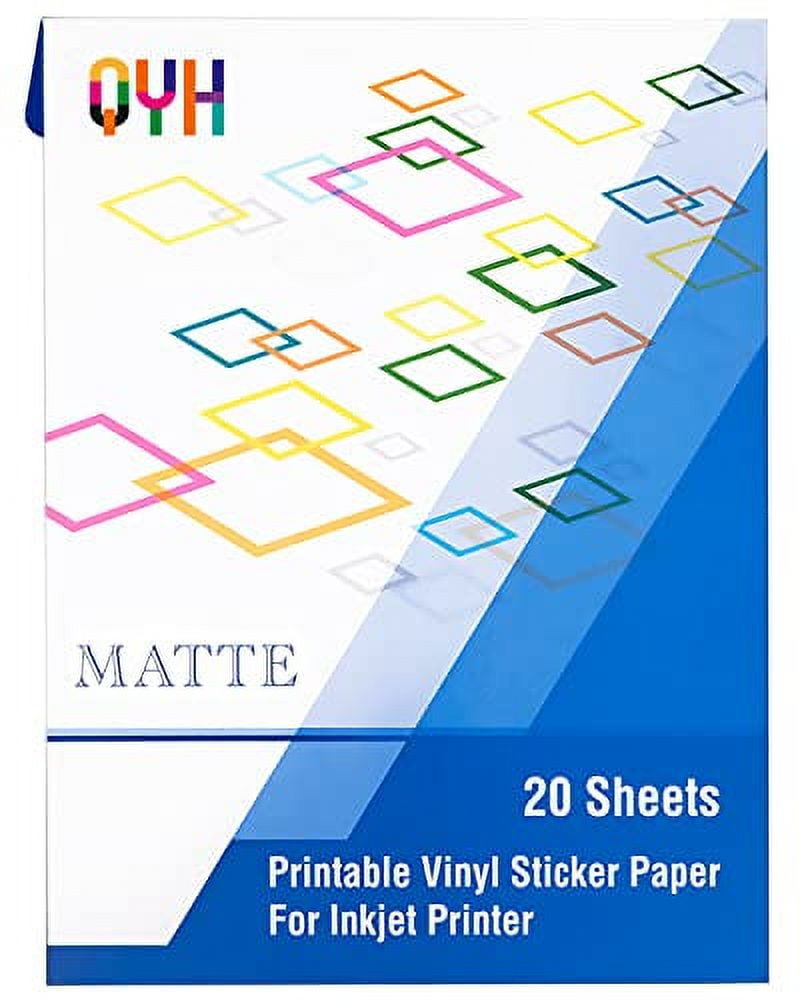 Printable Vinyl Sticker Paper for Inkjet Printer Matte Labels 20 Sheets for Cricut 8.5"x11