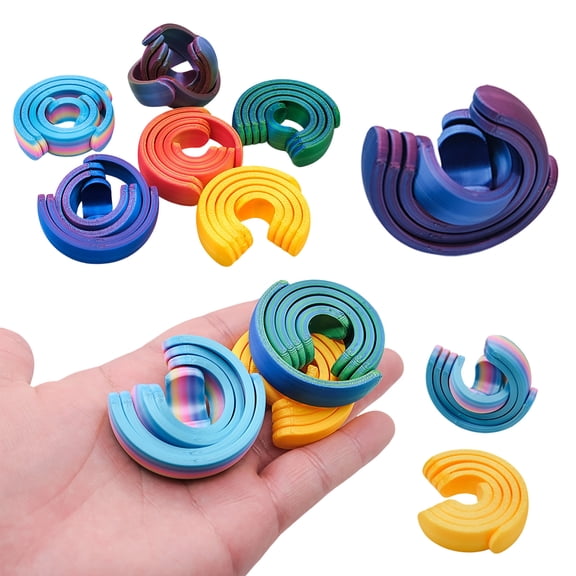 Printed 5 Ring Fidget Rotating Finger Ring Fidget Stress Relief Anxiety Relief Desk For Adults Teens Sensory Fidget Gadget For For Office Home