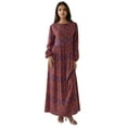 thumbnail image 1 of Printed A-Form Maxi Dress with Crew Neck, 1 of 5