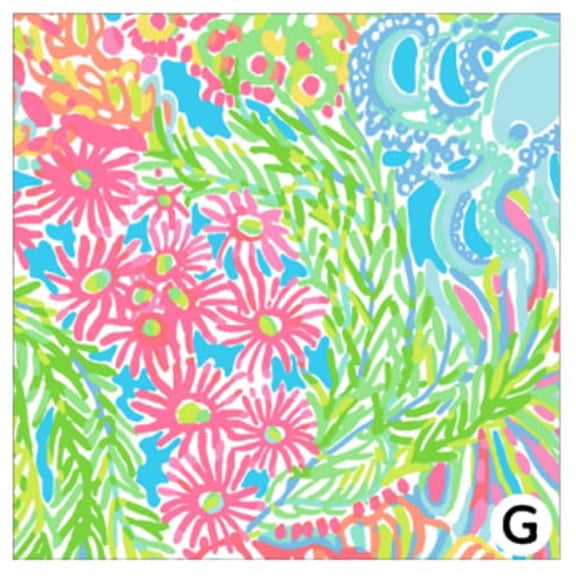 Printed Adhesive Floral Color Pattern 12 x 12 inch Sheet (H)