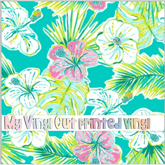 Printed Adhesive Vinyl Aloha Pattern Permanent Adhesive (Small Scale)