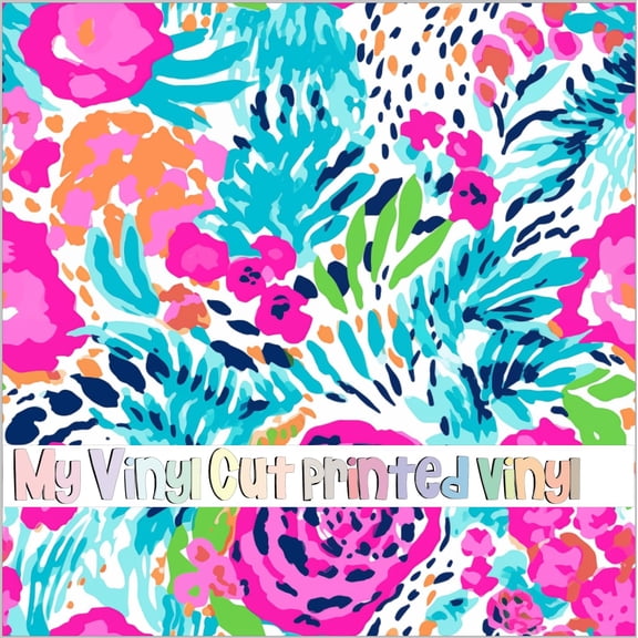 Printed Adhesive Vinyl Animal Print Floral E Pattern Permanent Adhesive (Medium Scale)