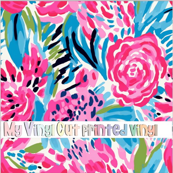 Printed Adhesive Vinyl Animal Print Floral F Pattern Permanent Adhesive (Medium Scale)