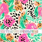 Printed Adhesive Vinyl Animal Print Floral J Pattern Permanent Adhesive XL Scale