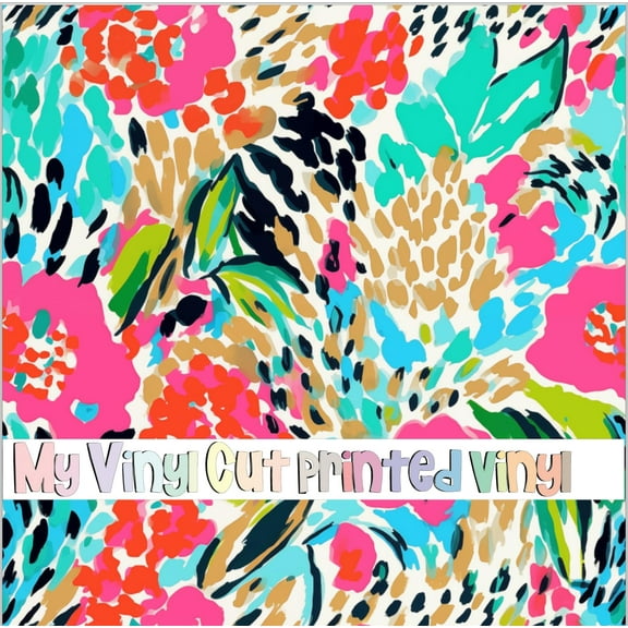 Printed Adhesive Vinyl Animal Print Floral N Pattern Permanent Adhesive (XL Scale)