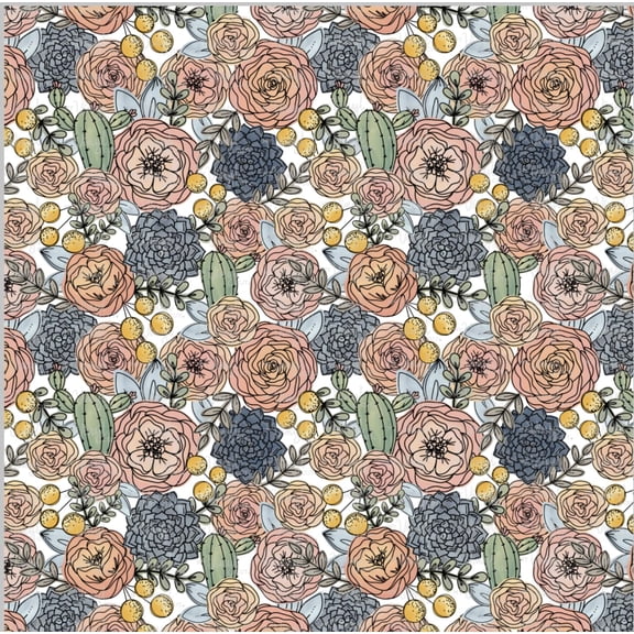 Printed Adhesive Vinyl Boho Floral Pattern Permanent Adhesive