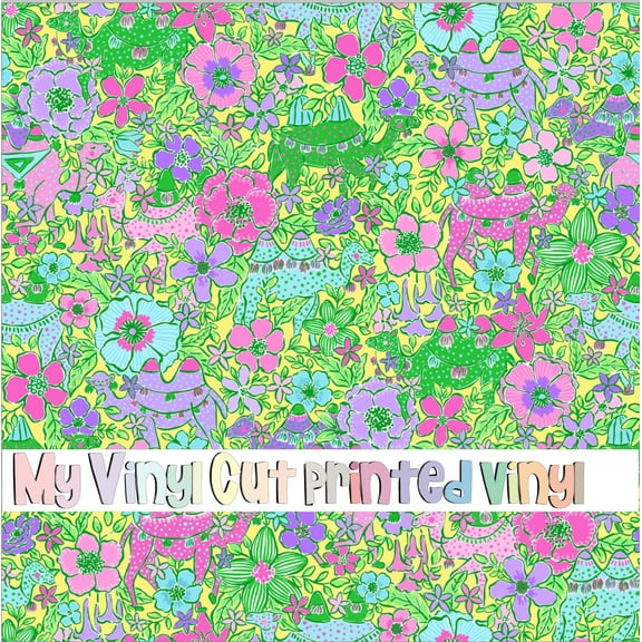 Printed Adhesive Vinyl Camel Capers Yellow Pattern Permanent Adhesive (Small Scale)