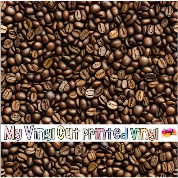 Printed Adhesive Vinyl Coffee Beans Pattern Removable Adhesive (Small Scale)