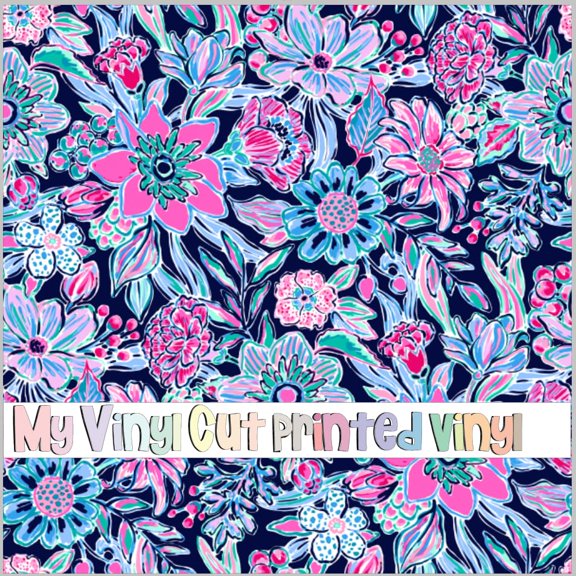 Printed Adhesive Vinyl Flower Bomb D Pattern Permanent Adhesive (XL Scale)
