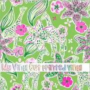 Printed Adhesive Vinyl Giraffe Green Pattern Permanent Adhesive XL Scale