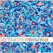 Printed Adhesive Vinyl Lobster Blue Pattern Permanent Adhesive Small Scale
