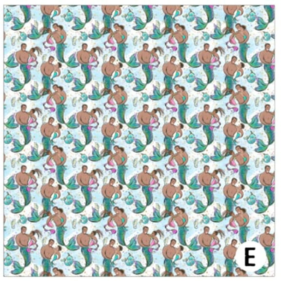 Printed Adhesive Vinyl MerDad Pattern 12 x 12 inch Sheet (E)