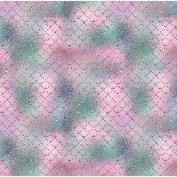 Printed Adhesive Vinyl Mermaid ScalesPattern Permanent Adhesive (O)