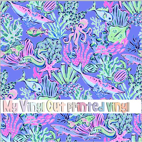 Printed Adhesive Vinyl Ocean Dreaming Pattern Permanent Adhesive (XL Scale)