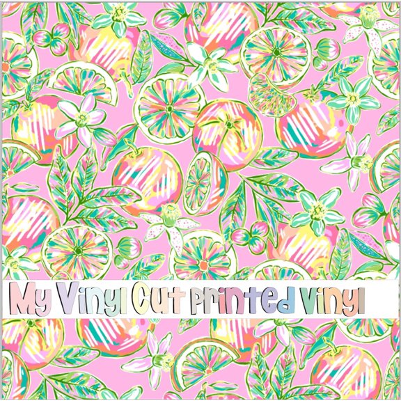 Printed Adhesive Vinyl Orangita Pink Pattern Permanent Adhesive (Large Scale)