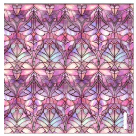 Printed Adhesive Vinyl Pink Stained Glass Windows Pattern Permanent Adhesive (I)
