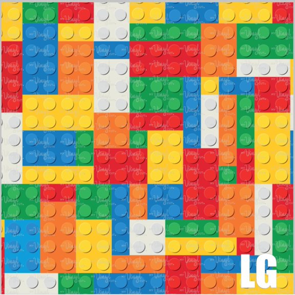 Printed Adhesive Vinyl Plastic Toy Blocks Pattern Removable Wall Vinyl (LG)
