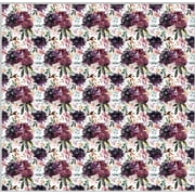 Printed Adhesive Vinyl Plum Colored Flowers Removable Adhesive