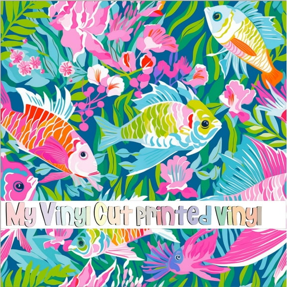 Printed Adhesive Vinyl Preppy Beach B Pattern Permanent Adhesive (Small Scale)