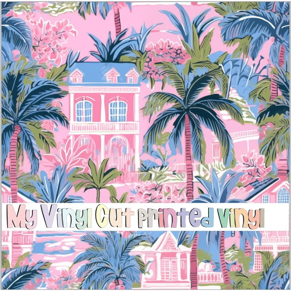 Printed Adhesive Vinyl Preppy Beach G Pattern Permanent Adhesive (Large Scale)
