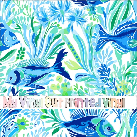 Printed Adhesive Vinyl Preppy Coral E Pattern Permanent Adhesive (XL Scale)