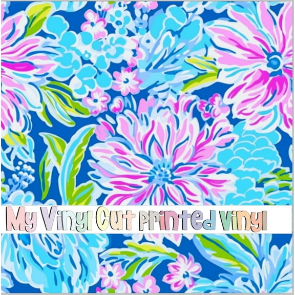 Printed Adhesive Vinyl Preppy Florals K Pattern Permanent Adhesive (XL Scale)