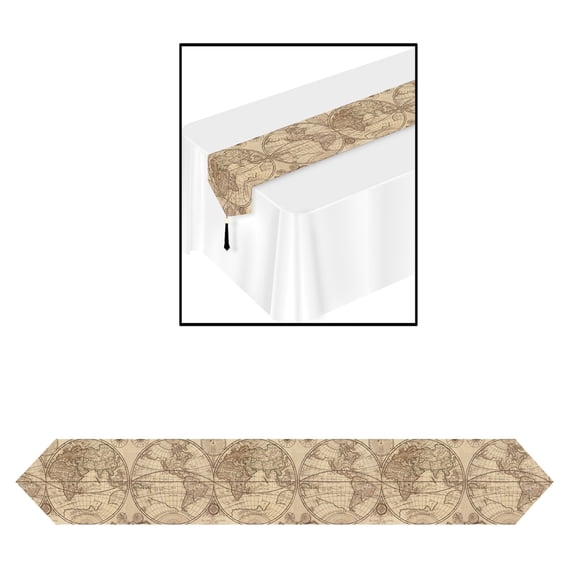 Printed Around The World Table Runner 11" X 6'- 12 Pack(1 Per Package)