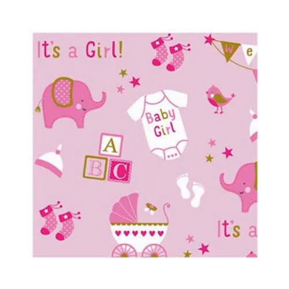 Baby Shower Wrapping Paper Roll Printed Baby Girl Elephant Jumbo Gift