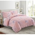 Printed Bamboo Duvet Cover Fitted Sheet Bedding Set, Purple Floral Pink