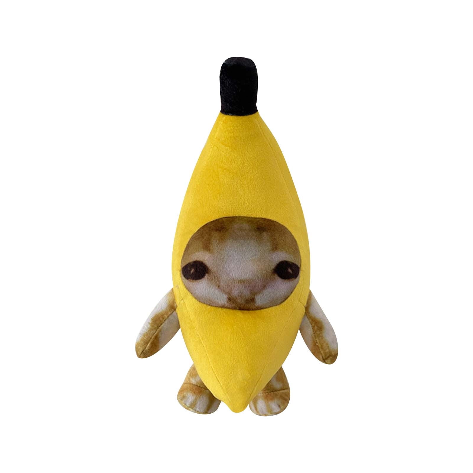 Printed Banana Cat Plush-Toy11.8in，Funny Wow Called Happy Cat，Stuffed Animal Adorable Anime Design Soft and Cuddly Perfect Christmas, Halloween, or New Year's Gift，Great Companion