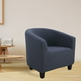 thumbnail image 1 of Printed Barrel Chair Slipcover | Stretch Armchair Cover with Elastic Bottom | Navy Blue Polyester Spandex Fabric | Removable Washable Furniture Protector for Living Room, 1 of 8