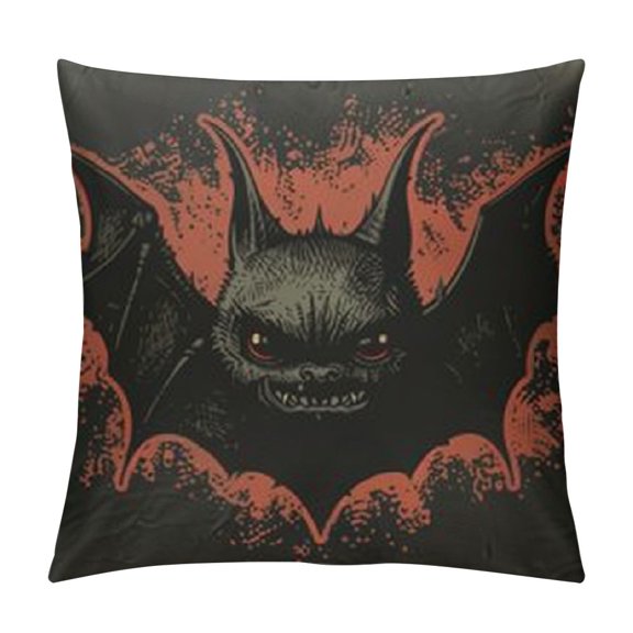 Printed Bats Square Throw Pillow Covers Colour Printing Square Cushion Cover Decorativ,Art Deco Modern Super Soft or Modern Living Room Outdoor Garden