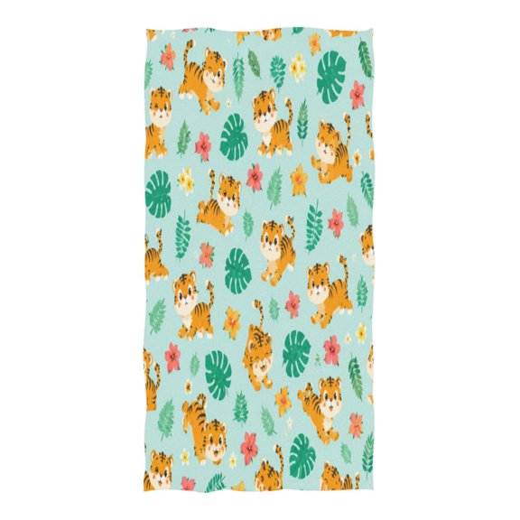 Printed Beach Towel 74 x 37 Inch Lightweight Absorbent Portable Large Size Beach Towels for Outdoor Camping Yoga MultiPurpose Tiger Cub Light Mint