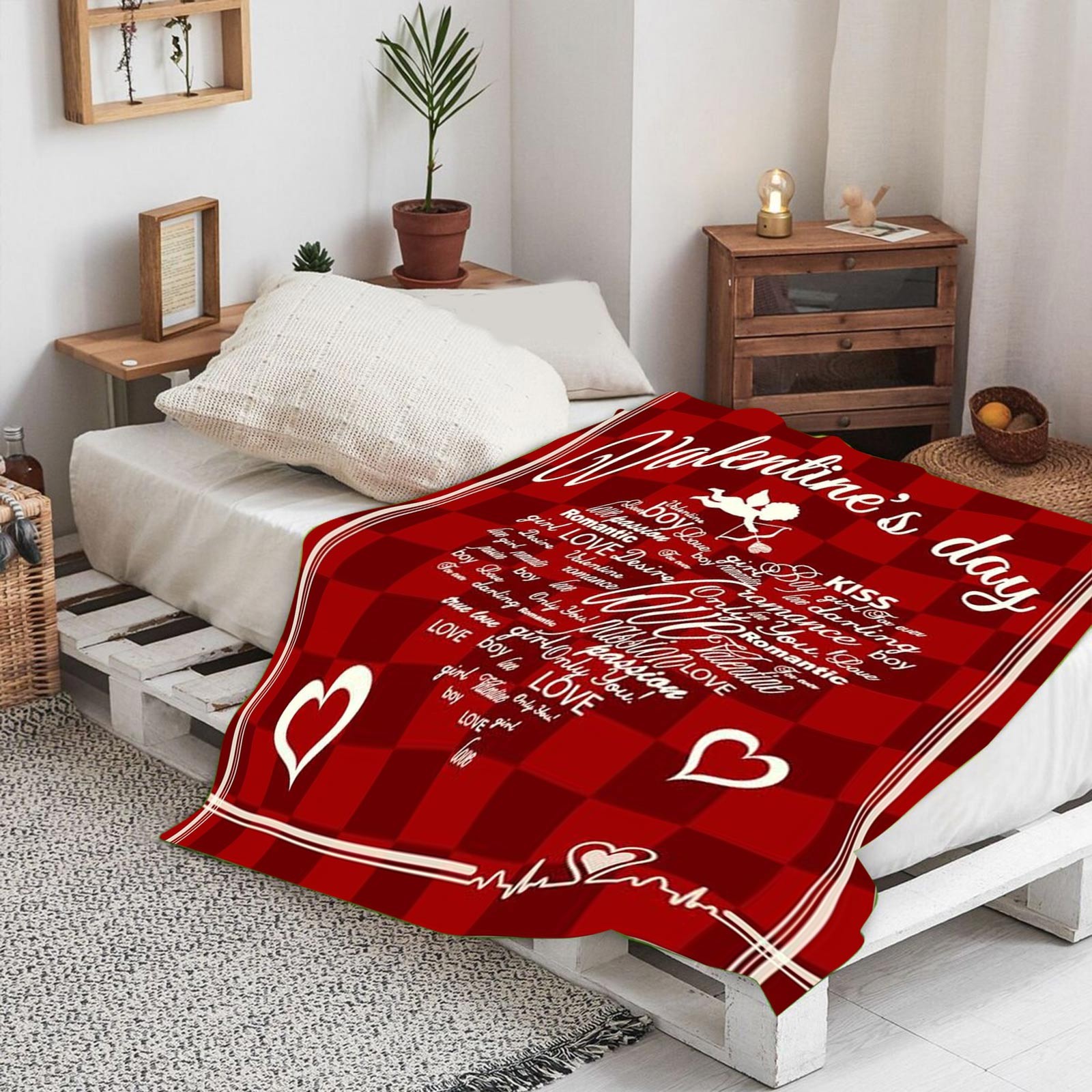 Printed Blanket Valentine's Day Explosion English Flannel Blanket Nap