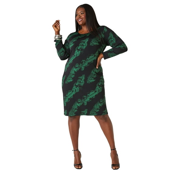 Ashley Stewart Printed Bodycon Dress, Eden Green, Size 18/20