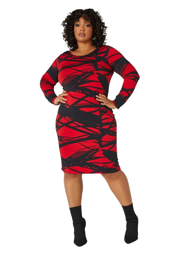Printed Bodycon Dress, Equestrian Red, Size 10/12